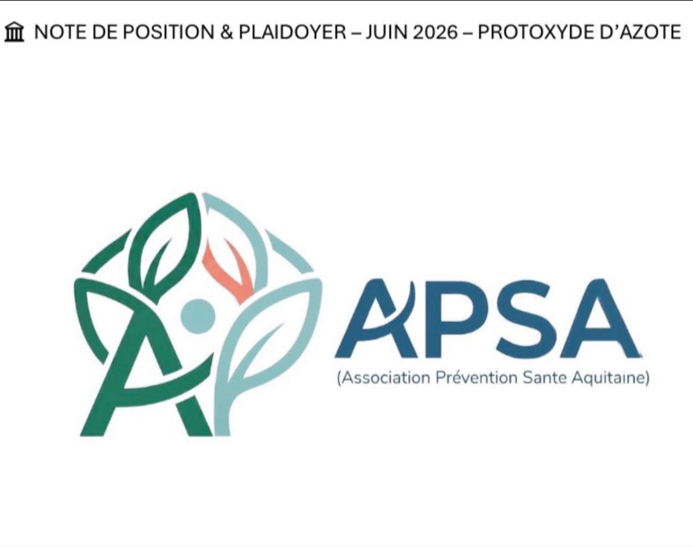 [📢 PLAIDOYER DETOURNEMENT DU PROTOXYDE D’AZOTE : L’APSA INTERPELLE LES PARLEMENTAIRES !]
